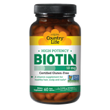 Биотин, высокая эффективность, 10 мг, Country Life, 60 капсул, фото