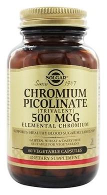 Хром піколінат, Chromium Picolinate, Solgar, 500 мкг, 60 капсул - фото