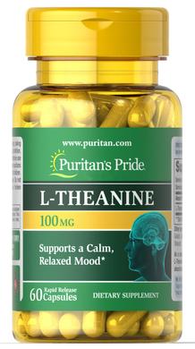 Л-теанин, L-Theanine, Puritan's Pride, 100 мг, 60 капсул - фото