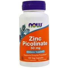 Цинка пиколинат, Zinc Picolinate, Now Foods, 50 мг 120 капсул - фото
