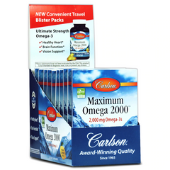 Омега, Maximum Omega Minis, Carlson Labs, вкус лимона, 2000 мг, 10 упаковок по 10 гелевых капсул - фото