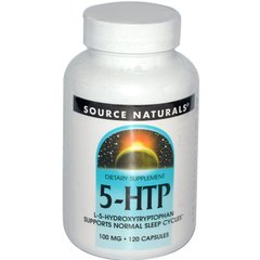 5-НТР (5-гидрокси L-триптофан), Source Naturals, 100 мг, 120 капсул - фото