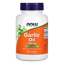 Чесночное масло, Garlic Oil, Now Food, 1500 мг, 250 капсул - фото