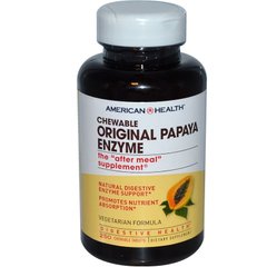 Папайя, Papaya Enzyme, American Health, 250 жевательных таблеток - фото