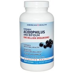 Пробиотики, Acidophilus and Bifidum, American Health, черника, 100 конфет - фото