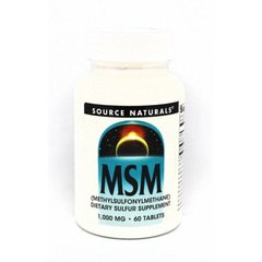 МСМ 1000 мг з Вітаміном С, Source Naturals, 60 таблеток - фото