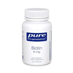 Біотин, Biotin, Pure Encapsulations, 8 мг, 120 капсул - фото