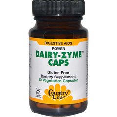 Молочні ферменти для травлення, Dairy-Zyme, Country Life, 50 капсул - фото