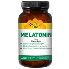 Мелатонін, Melatonin, Country Life, 1 мг, 120 таблеток - фото
