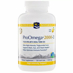 Омега-3 + витамин D-3, улучшенное поглощение, ProOmega-D, Nordic Naturals, вкус лимон, 120 гелевых капсул - фото