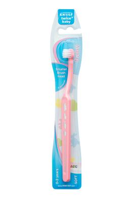 Детская зубная щетка мягкая, Twice Baby Soft от 0 до 3 лет, розовая - фото