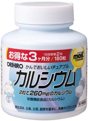 Жувальні таблетки Кальцій, Orihiro, смак йогурт, 180 таблеток - фото