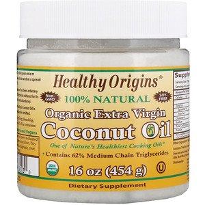 Кокосове масло, Coconut Oil, Healthy Origins, органік, 454 г - фото