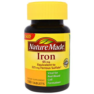Железо, Iron, Nature Made, 65 мг, 180 таблеток - фото