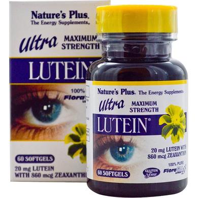 Лютеин (Lutein), Nature's Plus, ультра, 20 мг, 60 капсул - фото