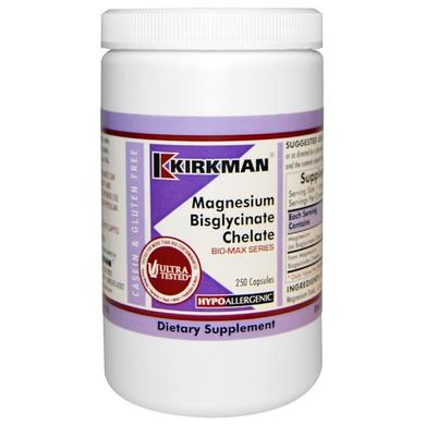 Магний хелат бисглицинат, Magnesium Bisglycinate Chelate, Kirkman Labs, 250 капсул - фото
