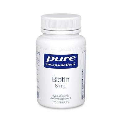 Биотин, Biotin, Pure Encapsulations, 8 мг, 120 капсул - фото