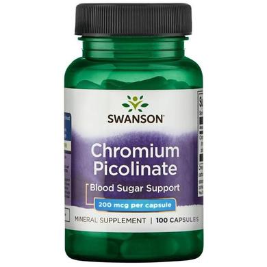 Хром пиколинат, Chromium Picolinate, Swanson, 200 мкг, 100 капсул - фото