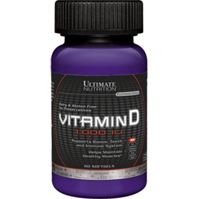Вітамін Д, Vitamin D, Ultimate Nutrition, 60 гелевих капсул - фото
