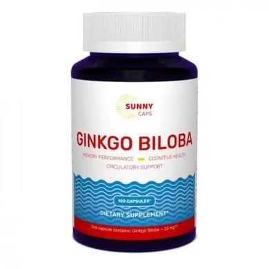 Гинкго Билоба, Ginkgo Biloba, Sunny Caps, 20 мг, 100 капсул - фото