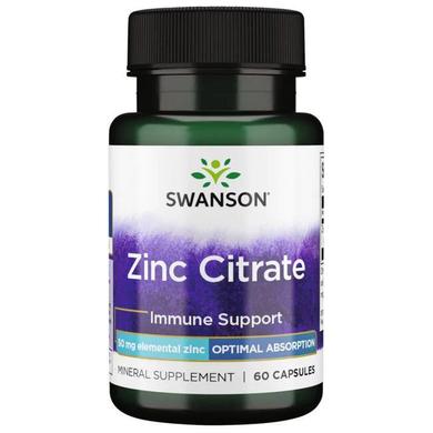 Цитрат Цинка, Zinc Citrate, Swanson, 50 мг, 60 капсул - фото