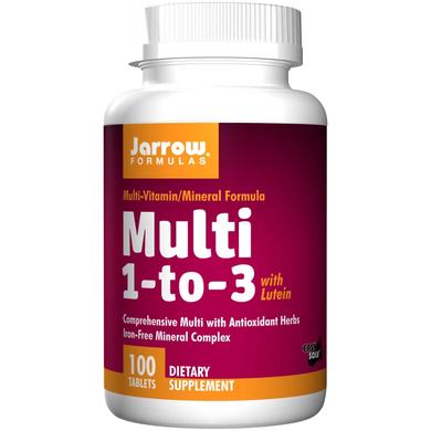 Витамины для женщин с лютеином, Multi 1-to-3, Jarrow Formulas, без железа, 100 таблеток - фото