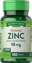 Хелат цинк, Chelated Zinc, 50 мг Nature's Truth 50 мг, 100 таблеток - фото