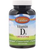 Вітамін D3, Vitamin D3, Carlson Labs, 1000 МО, 250 гелевих капсул, фото
