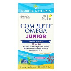 Рыбий жир для подростков, Complete Omega Junior, Nordic Naturals, лимон, 283 мг, 90 капсул - фото
