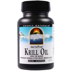 Масло криля, Krill Oil, Source Naturals, арктический, 500 мг, 60 капсул - фото