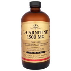 Л карнитин жидкий, L-Carnitine, Solgar, лимон, 1500 мг, 473 мл - фото