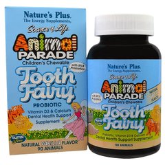 Пробиотики, Tooth Fairy Probiotic, Nature's Plus, Animal Parade, для детей, вкус ванили, 90 животных - фото