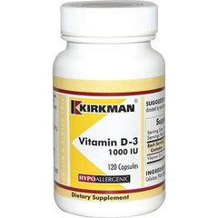 Витамин Д3, Vitamin D-3, Kirkman Labs, 1000 МЕ, 120 капсул - фото
