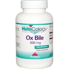 Экстракт бычьей желчи (Ox Bile), Nutricology, 500 мг, 100 капсул - фото