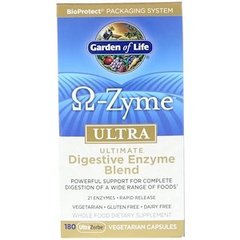 Травні ферменти, Ω-Zyme, Ultra, Garden of Life, 180 - фото