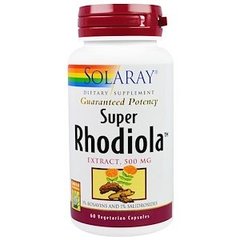 Экстракт родиолы, Super Rhodiola Extract, Solaray, 500 мг, 60 капсул - фото