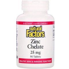 Хелатный цинк, Natural Factors, 25 мг, 90 таблеток - фото