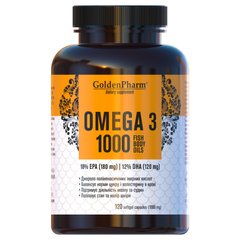 Омега-3, GoldenPharm, 1000 мг, 120 гелевих капсул - фото