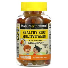 Мультивитамины для Детей, вкус ананаса, апельсина и клубники, Kids Multivitamin, Mason Natural, 100 жевательных конфет - фото