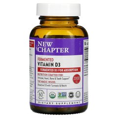 Витамин Д3, ферментированный, Fermented Vitamin D3, New Chapter, 2000 МЕ, 60 вегетарианских таблеток - фото