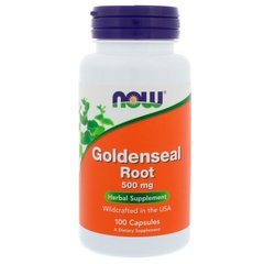 Гидрастис (Желтокорень), Goldenseal Root, Now Foods, 500 мг, 100 капсул - фото