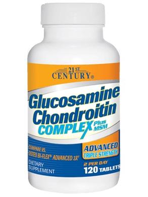 Глюкозамін, хондроїтин та ЧСЧ, Glucosamine Chondroitin, 21st Century, 120 таблеток - фото