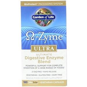 Пищеварительные ферменты, Ω-Zyme, Ultra, Garden of Life, 180 - фото