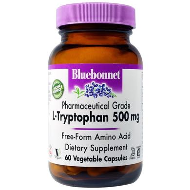 L-триптофан, L-Tryptophan, Bluebonnet Nutrition, 500 мг, 60 капсул - фото