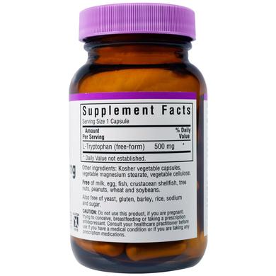 L-Tryptophan, L-триптофан, Bluebonnet Nutrition, 500 мг, 60 капсул - фото