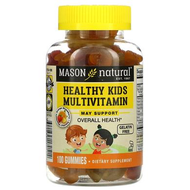 Мультивітаміни для Дітей, смак ананаса, апельсина та полуниці, Kids Multivitamin, Mason Natural, 100 жувальних цукерок - фото