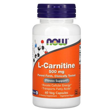Карнитин тартрат, L-Carnitine, Now Foods, 500 мг, 60 капсул - фото