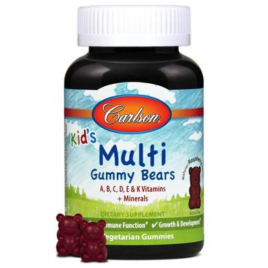 Мультивитамины для детей, Kid's Multi, Carlson Labs, вкус малины, 60 жевательных конфет - фото