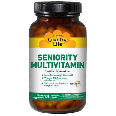 Мультивітаміни, Seniority Multivitamin, Country Life, 120 капсул - фото
