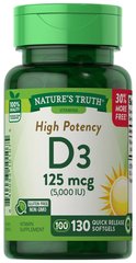 Вітамін D3, Vitamin D3, Nature's Truth, 5000 МО, 150 гелевих капсул - фото